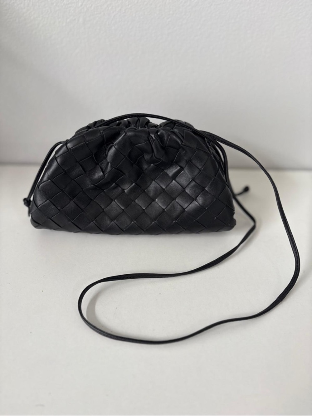 Bottega Veneta Black Intrecciato Nappa Crossbody Pouch
